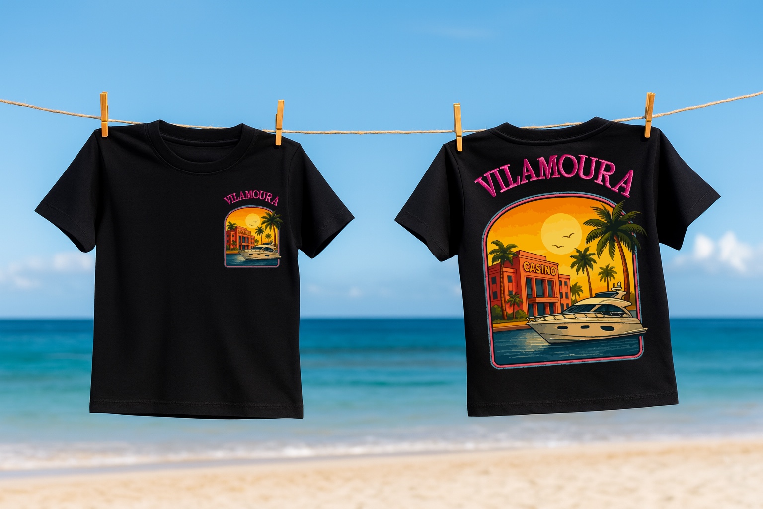 Vilamoura Tee — Noir / Magenta